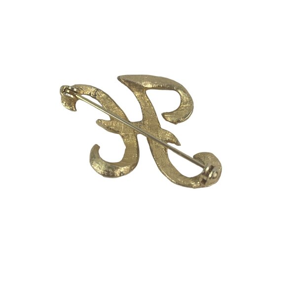Vintage Gold Tone Monogram Letter H Brooch Pin - Picture 4 of 8